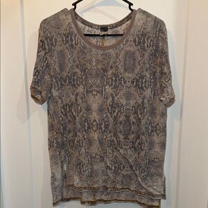 We The Free Snake Print Short Sleeve Top - Gray and Brown